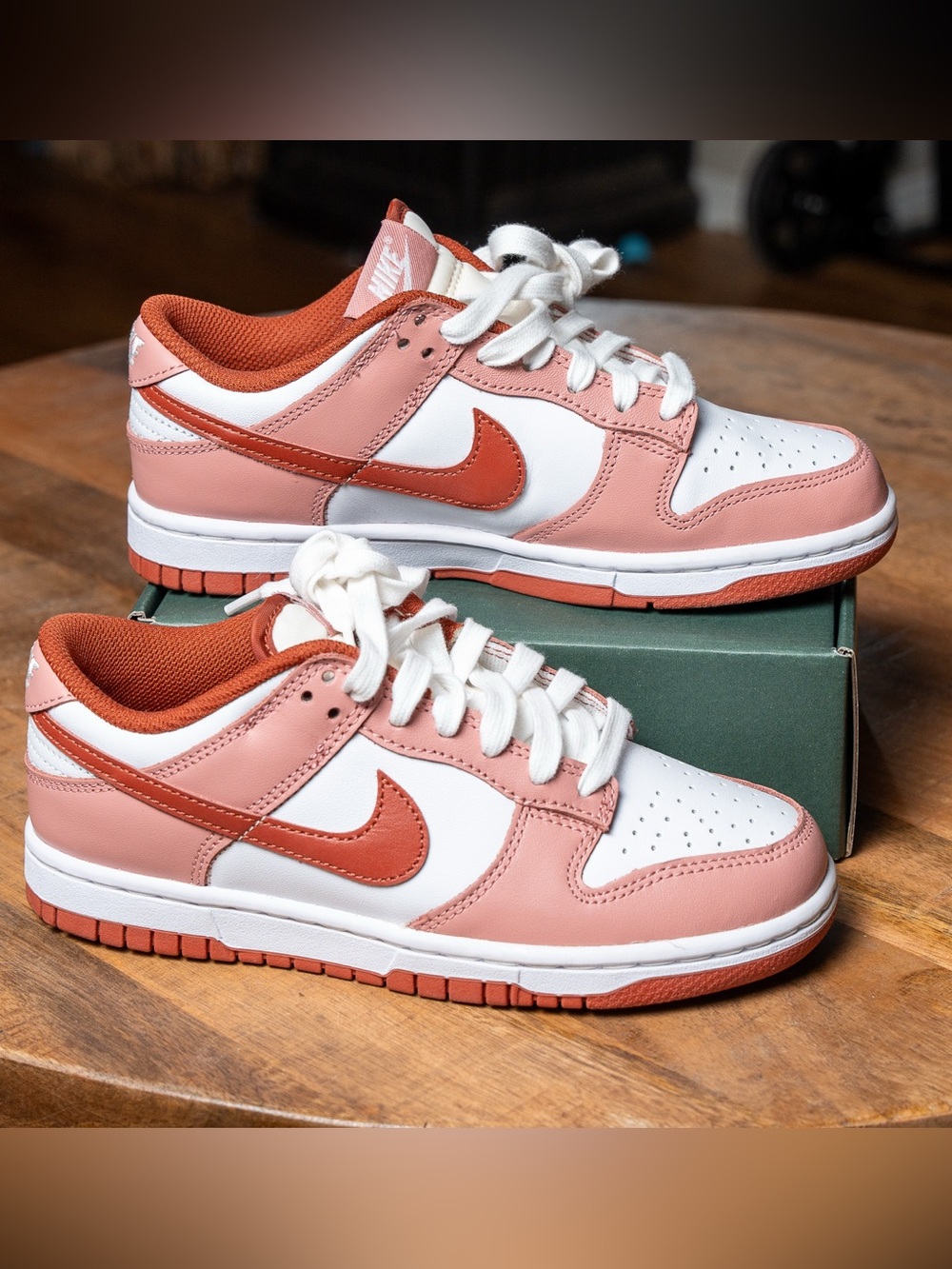 Nike Low-Top Sneakers — White, Coral & Brick Red